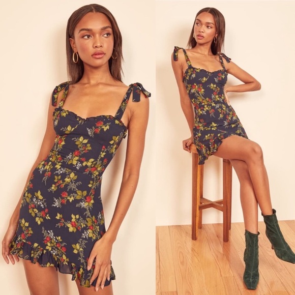 Reformation Christine mini Dress Bordeaux NWT - Picture 3 of 4